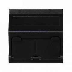 Kryt dátovej zásuvky K45 pre adaptéry MD dvojitý šikmý s krytmi 45 × 45 mm grafitovo sivý