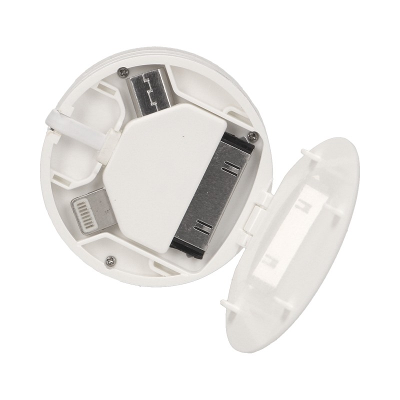 Univerzálna nabíjačka USB pre mobilné telefóny 3v1, navíjací kábel 0.75m, farba biela