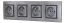 Zásuvky v rámčeku pod omietku, 4x 250V/16A, šedej farby s čiernym ozdobným rámom