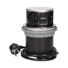 Kulatá nerezová výsuvná zásuvka, 4x250V, kabel 1.5m