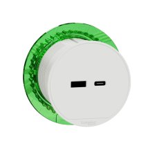 Zápustná USB nabíjačka Unica, USB A+C, 3.1A, kábel 2m, farba biela