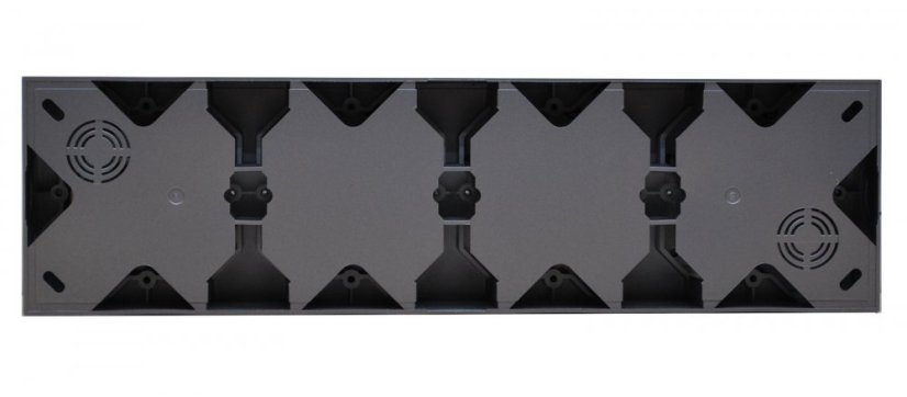 Nástenný zásuvkový blok, 3x 250V/16A + 2x RJ45 cat.5, šedej metalizovanej farby s ozdobným rámom, bez kábla