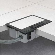 Podlahová zásuvka 2x 250V/16A (zásuvka bílá) + 4x port RJ45 cat. 6, barva boxu šedá, pro zvýšené podlahy