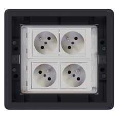 Podlahová zásuvka SF 187x171 mm, 4x 250V/16A (zásuvky bílé), barva boxu grafit, pro zvýšené podlahy