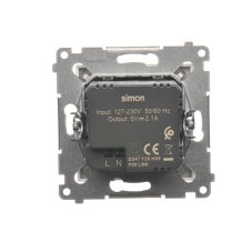 Nabíjačka USB 2x (zariadenie s krytom), 2x USB typu A, Simon 54, farba biela