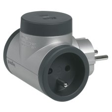 Rozbočka otočná o 180°, 2x 230V + nabíjecí USB-C, USB-A (5V -3.0A, 15.0W), hliník - tmavě šedá