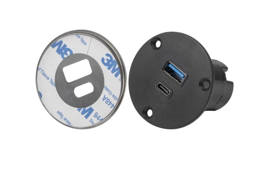 Vestavná nabíječka USB A+C 24W s napájecím adaptérem, barva černá