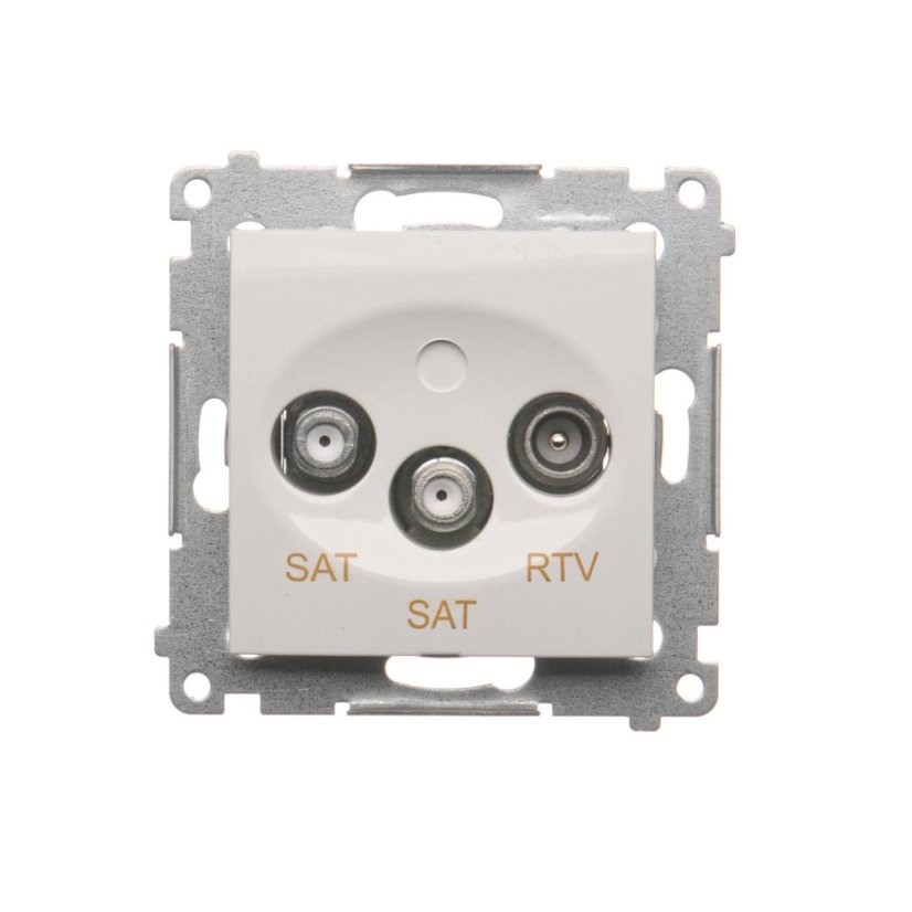 Anténna zásuvka SAT+SAT+RTV terminál (zariadenie s krytom), 2x vstup: 5 MHz÷2,4 GHz, Simon 54, farba biela