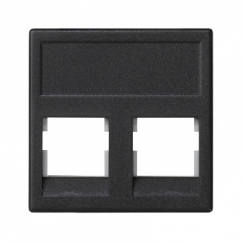 Kryt datové zásuvky K45 keystone dvojitá bez krytu plochá univerzální 45×45mm grafitově-šedá