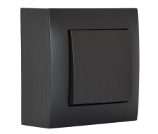 Vypínač (spínač) nástěnný, řazení č.6 (schodišťák), instalace na omítku, barva černá matná