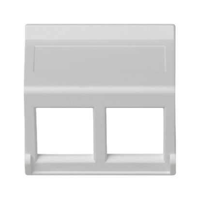 Kryt datové zásuvky K45 pro adaptéry MD dvojitá bez krytu šikmá 45×45mm čistě bílá