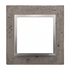 Betonový rámeček 1-násobný tmavý beton/stříbro