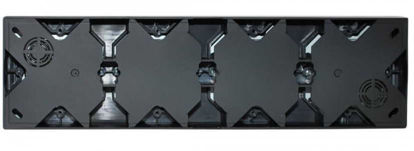 Nástenný zásuvkový blok, 4x 250V/16A, čiernej farby so zlatým lesklým ozdobným rámom, bez kábla