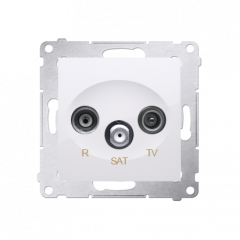 Anténní zásuvka R-TV-SAT průchozí útlum:10dB bílá