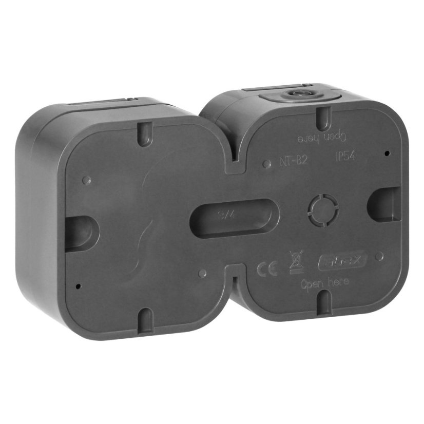 Dvojzásuvka na omietku 2x 250V s krytom, NT-6B2, IP54, farba sivá