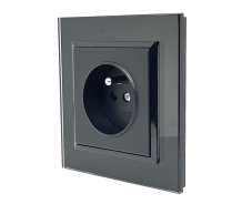 Zásuvka v sklenenom rámčeku, 1x 230V/16A, pod omietku, farba čierna