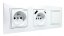 Zásuvky 2x 250V/16A s USB A/C nabíječkou + 1x vypínač č.1 v rámečku pod omítku, bílé barvy s ozdobným rámečkem