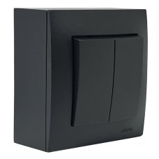 Vypínače (spínače) nástěnné, řazení č.6 +6 (schodišťák), instalace na omítku, barva černá matná