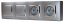 Nástenný zásuvkový blok, 2x 250V/16A + 2x vypínač č.1, šedej metalizovanej farby so zlatým lesklým ozdobným rámom, bez kábla