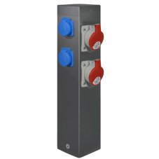 Zásuvkový sloupek 2x 250V + 2x 400V / 16A, výška 50 cm, lakovaný kov