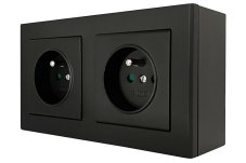 Zásuvka na stenu SONATA, 2x 250V/16A, farba čierna
