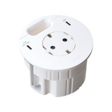 Vstavaná stolná zásuvka Flash 90, 1x 230 V + 2× USB-C PD 100 W, káblová priechodka, kábel 1.5m, farba biela matná