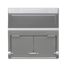 Kryt dátovej zásuvky K45 pre adaptéry MD s dvojitým uhlom a krytmi 45 × 45 mm hliník