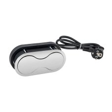 Zásuvkový box 1x 230V s USB nabíječkou s otočným víkem, kabel 1m, barva stříbrná - broušená ocel