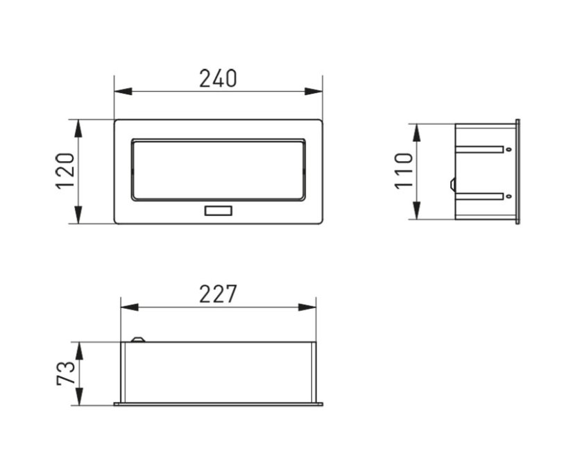 Výklopná zásuvka MULTISOFT, 2x 230V,  USB A/C nabíječka, RJ45, barva černá, kabel o délce 1.5m