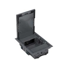 Podlahová zásuvka KF se sníženou hloubkou, 2x 250V/16A, barva boxu šedá, pro lité podlahy, vyplnění víka materiálem podlahy