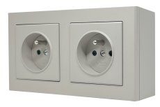 Zásuvka na zeď SONATA, 2x 250V/16A, barva kašmír