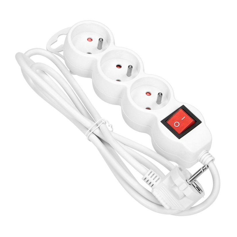 Prodlužovací kabel s vypínačem, 3x zásuvka, kabel 1.5m
