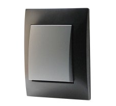 Vypínač (spínač) s jednou klapkou v rámečku, instalace pod omítku, řazení č. 1/6/7 dle výběru, barva antracitová metalíza - stříbrná