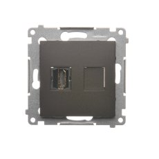Zásuvka HDMI 1 viacnásobná (zariadenie s krytom), Simon 54, farba hnedá metalizovaná