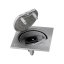 Podlahová nerezová zásuvka 1x 250V + 1xRJ45, manuální zámek, IP66, 135x135 mm, pro lité podlahy
