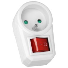 Průběžná zásuvka 230V s osvětleným vypínačem v bílé barvě