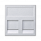 Kryt datové zásuvky K45 keystone dvojitá plochá univerzální s kryty 45×45mm hliník