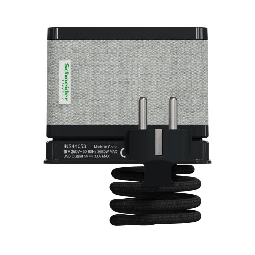 Stolní box Unica se zásuvkou 250V/16A a nabíječkou USB A+C, 3.1A, kabel 2m, barva antracitová