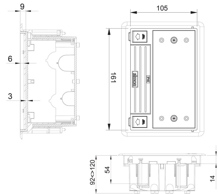 Podlahová zásuvka SF 187x132 mm, 2x 250V/16A (zásuvky bílé, nožové svorky), barva boxu šedá, pro zvýšené podlahy