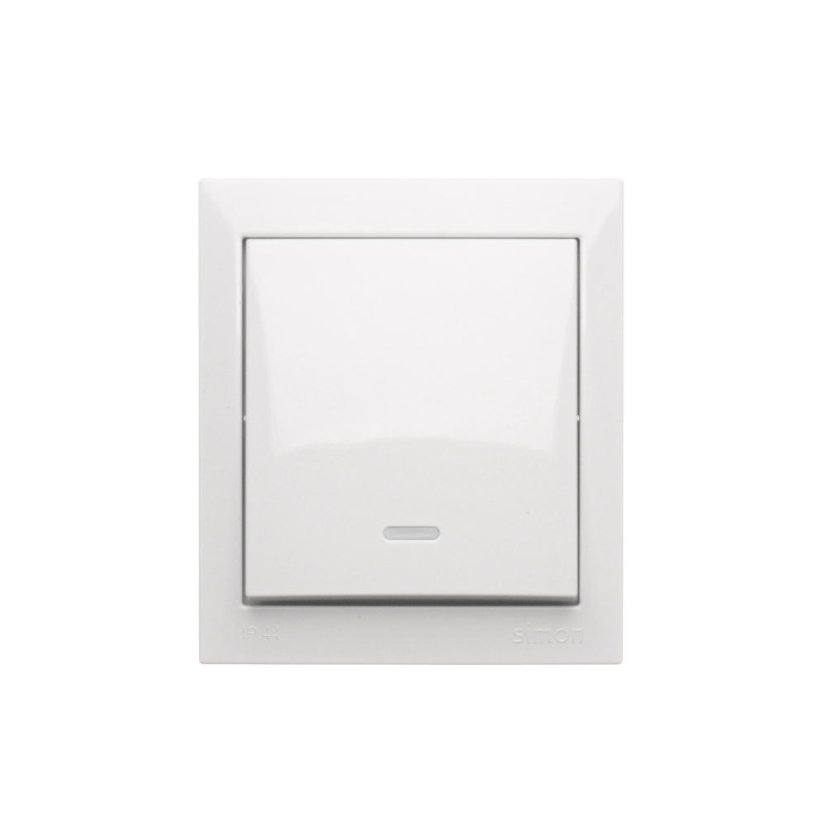 Ovladač zapínací (přístroj s krytem), IP44, s podsvětlením, bez piktogramu, řazení 1/0So, 10 A / 250 V~, šroubové svorky, Aquaclick, barva bílá