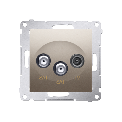 Anténna zásuvka SAT+SAT+RTV terminál (zariadenie s krytom), 2x vstup: 5 MHz÷2,4 GHz, Simon 54, farba zlatá