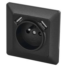 Zásuvka pod omítku, 1x 230V, 2x USB-A nabíječka 5V/DC 2.1A, barva antracitová