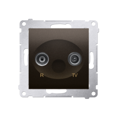 Anténní zásuvka R-TV koncová oddělená útlum:1dB hnědá matná, metalizovaná