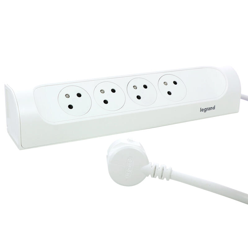 Rohový prodlužovací přívod, 4x zásuvka 230V, kabel 1m, barva bílá