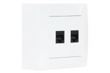 Dátová zásuvka nástenná, 2x RJ45 cat.6, bez krytiek proti prachu, farba biela