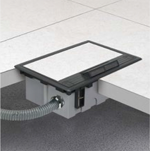 Podlahová zásuvka 2x 250V/16A (zásuvka bílá) + 2x port RJ45 cat. 6, barva boxu grafitově-šedá, pro zvýšené podlahy