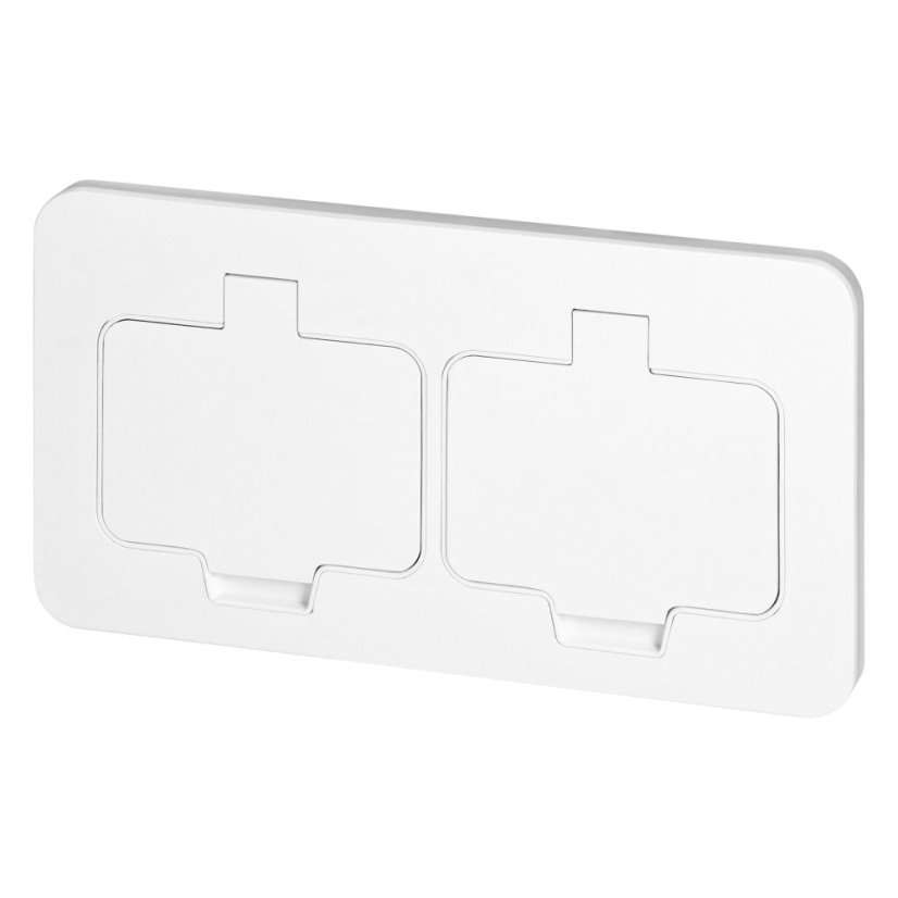 Hermetická zásuvka obdélníková, 2x 230V, IP55, pod omítku, barva bílá