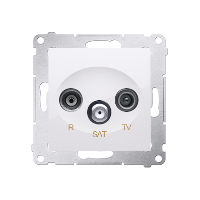 Anténna zásuvka R+TV+SAT terminál (zariadenie s krytom), 1x vstup: 5 MHz÷2,4 GHz, Simon 54, farba biela