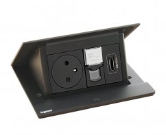 Pop-up blok INCARA 1x zásuvka 250V surface, 1x RJ45 cat.6, 1x HDMI 2.0 + montážní rám, barva černá, kabel 2m