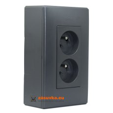 Nástenný box S500, 1x dvojzásuvka 250V, bez kábla, farba grafitovo-šedá